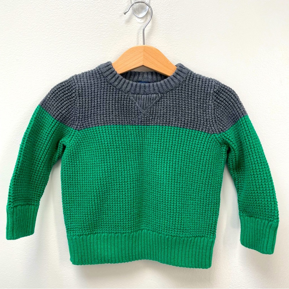 Baby Gap color block sweater gray green, 18-24 months